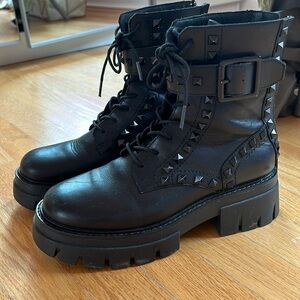 Black leather Ash combat boots